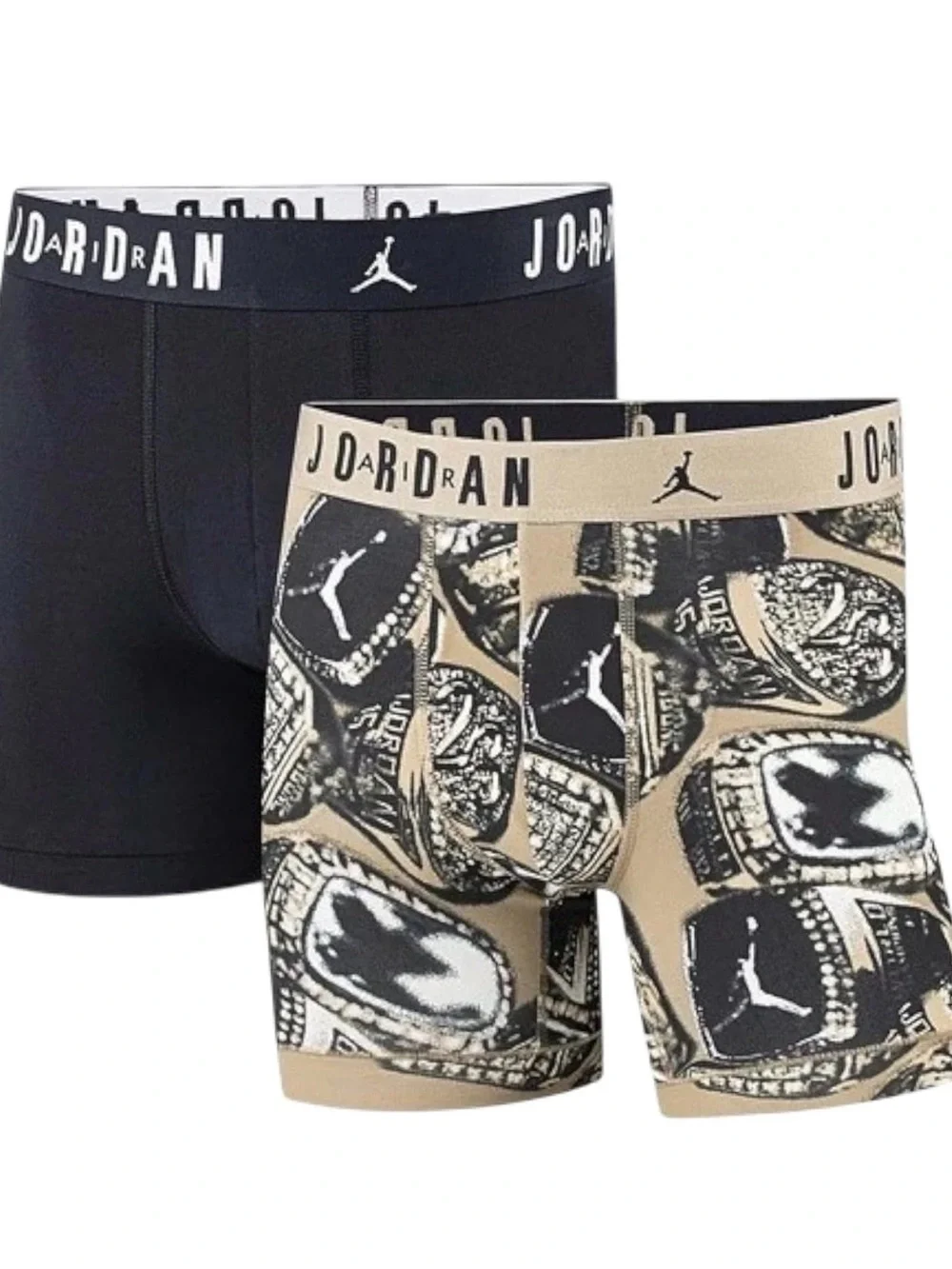 Jordan Men’s 2-Pack Boxer Briefs — Black & Tan Ring Print